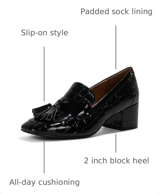Image of Donald Pliner Women's Kressida Dress Loafers, 2 inch Block Heels for Women, Slip-On Heels for Women