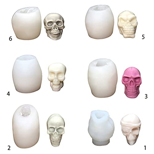 JIUYECAO Halloween-Totenkopf-Kerzenform, 30 ml, 3D-Totenkopf-Silikonform für Halloween, DIY, Kerzen, handgefertigte… – Bild 5