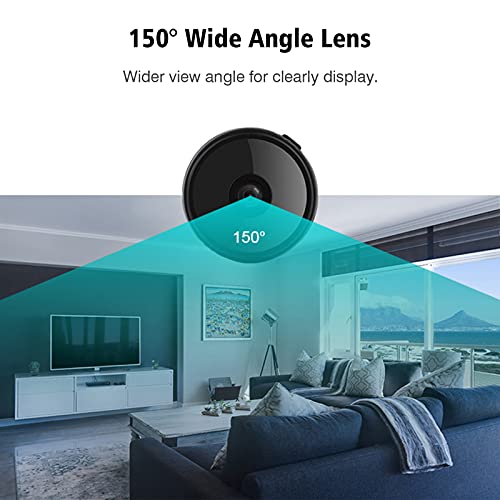 Moniss 1080P WiFi Mini câmera filmadora filmadora 150 ° Grande angular IR Detecção de movimento 128
