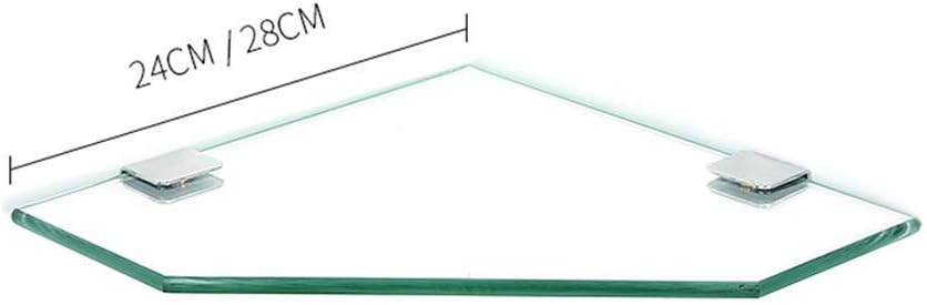 Shower Shelves Corner Glass Shelf Bathroom Storage Rack Wall Mount 7MM Tempered Shower Organize and Stainless Steel Bracket(2 Packs,24cm)