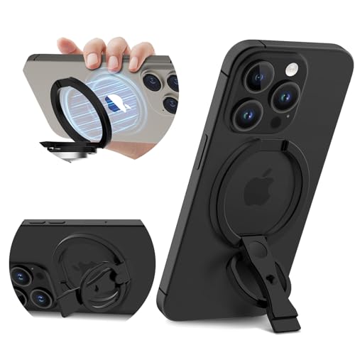 Ysnzaq Anneau Téléphone Magnétique pour MagSafe 360° Rotation, Téléphone Portable Anneau de Support pour téléphone avec Béquille Ring Holder pour iPhone 16 Pro Max 14 13 12.SDJ Black