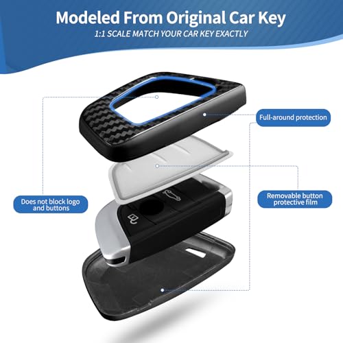T-carbon Key Fob Cover Compatible with BMW 3 5 6 6GT 7 8 Series,X1 X2 X3 X4 X5 X6 X7 M3 M4 M5 M8 X3M X4M X5M iX3 Z4 2014-25 Carbon Fiber Key Shell Cover Compatible with BMW Smart Key Holder,Black by T-carbon - Used condition - Image 4