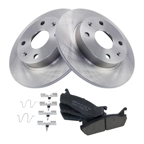 Image of TRQ Rear Brake Pad and Rotor Set Ceramic Compatible with 1990-1993 Mazda Miata