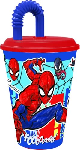 Tataway Verre 430 ml avec paille Spiderman Mob Rules : durable, confortable et décoré avec le mythique Spider-Man, idéal à tout moment de la journée dans le plus pur style Marvel