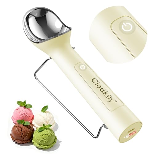 Heated Ice Cream Scoop Rechargeable with ON/OFF Switch(Latest Gen 3.0): Electric Ice Cream Scooper with LED Display for Hard Ice Cream, Waterproof IP67,Max to 158℉, Bonus Free Stand by Cloukily - Used condition - US$26.99