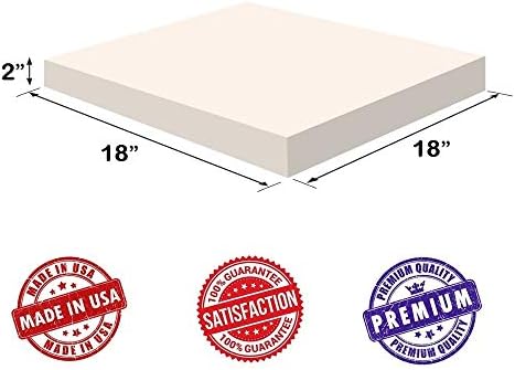 Dream Solutions USA Upholstery Visco Memory Foam Square Sheet- 3.5 lb High Density 2"x18"x18"- Luxury Quality For Sofa, Chair Cushions, Pillows, May relieve Backaches & Bed Sores