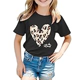 Camisetas Manga Corta Niña Baggy Cuello Camiseta Verano Adolescentes Elegante Comoda Holgados Casual Deporte Ligera Playa Tops Blusa (Black, 3-4 Years)
