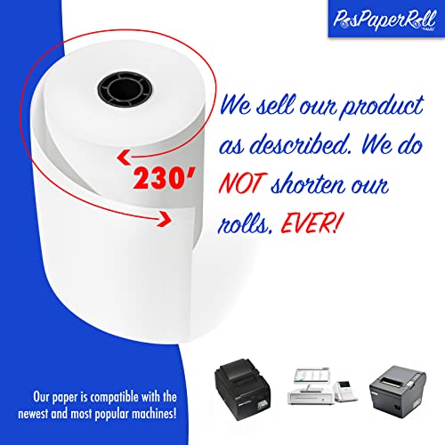 3 1/8 x 230 Thermal Paper Receipt Rolls (50 GSM - Solid Core) Fits All POS Cash Registers Printers, Clover Square Stations, Star Micronics SCP700, TSP100 BPA Free - Premium Grade (50 Rolls) - Thumbnail 3