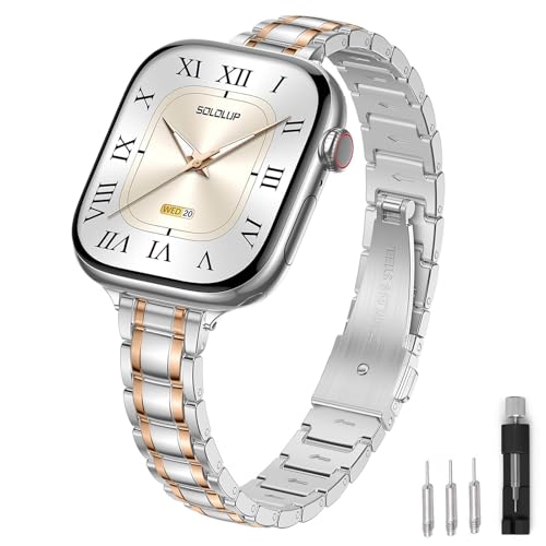 SOLOLUP Slim Metal Band for Apple Watch Bands for Women 40mm 41mm 38mm 42mm