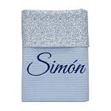 variouss Manta para Bebe Recien Nacido Personalizado con su Nombre Bordado, Cochecito o capazo. (022 Azul)