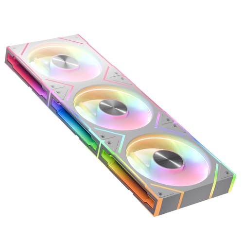 TZMRIT ASTRO-V2 Infinity Mirror ARGB PC Lüfter 120 mm mit PWM Control und ARGB Effekt,1850RPM,58.36CFM,Dreifach-Pack (White, Forward)