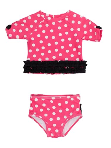 Image of RuffleButts Girls UPF50+ Sun Protected Short Sleeve Rash Guard Bikini