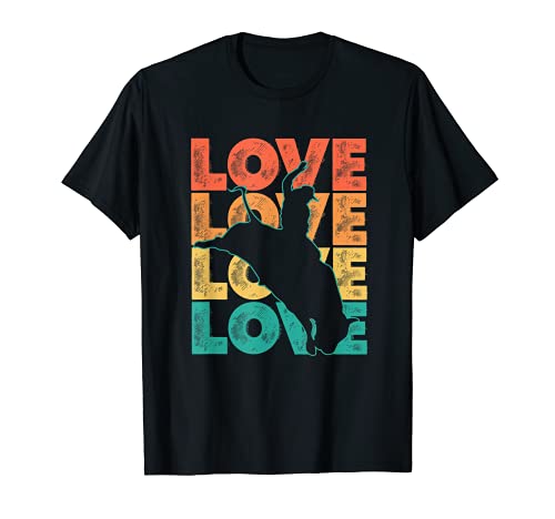 Retro Bull Riding Rodeo Love Word Design Cowboy Maglietta