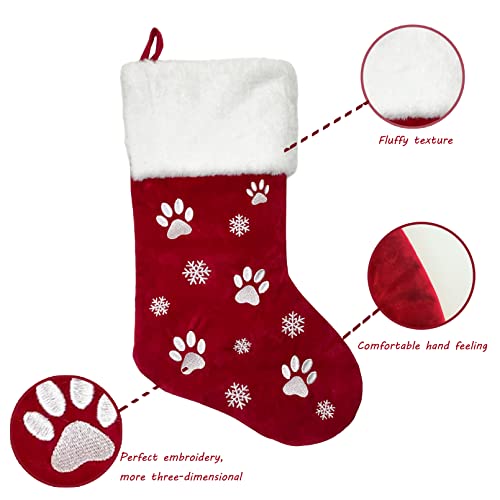 Supmlc Christmas Stockings, 2 Pcs 18 Inches Christmas Stockings, Burlap With Large Plush Cuff Stockings, For Family Holiday Xmas Party Decorations (Red&Green) #TOP2