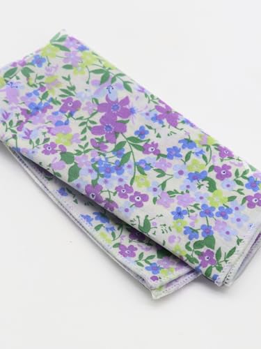 Image of Floral Pocket Squares for Men with Holder Printed Flower Mens Handkerchief Cotton Suit Pocket Hanky for Wedding