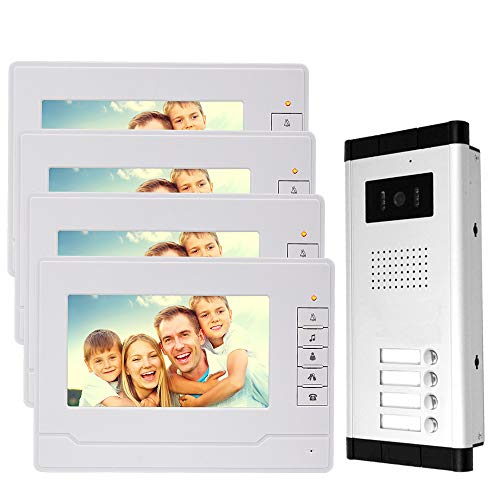Video-Intercom-Türklingel-System-Kit 7-Zoll-Clear-Display-Türtelefon IR-Nachtsicht-Kamera 4 Monitore für Zuhause/Wohnungen Video Doorbell