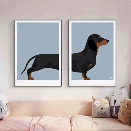 Art mural teckel mignon pour embellir un grand mur de salon vide - 3