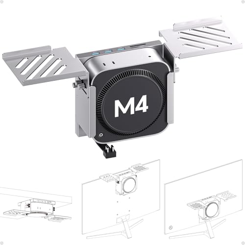 PULWTOP Mac mini M4 Dock & Ständer mit M.2 NVMe 8TB SSD-Gehäuse, Mac mini M4 Hub mit HDMI 4K 60 Hz, 3 USB-A 10 Gbit/s, Mac mini Halterung Holder für Monitor, Schreibtisch und VESA Anschluss