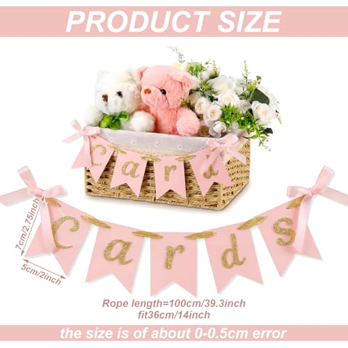 Image of Yaomiao Mini Cards Sign Banner for Card Box Wedding Themed Hanging Banner Decor Party Decoration for Birthday for Basket Table Greeting Photo Props Table Decor, Basket Not Included (Cute,Card)