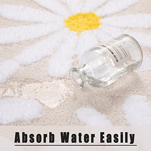 Butotou Funny Daisy Bathroom Rugs Microfiber-Cute Bath Mat For Kids Non-Slip Bath Rugs Floral Pattern Absorbent Soft Floor Mat #TOP5