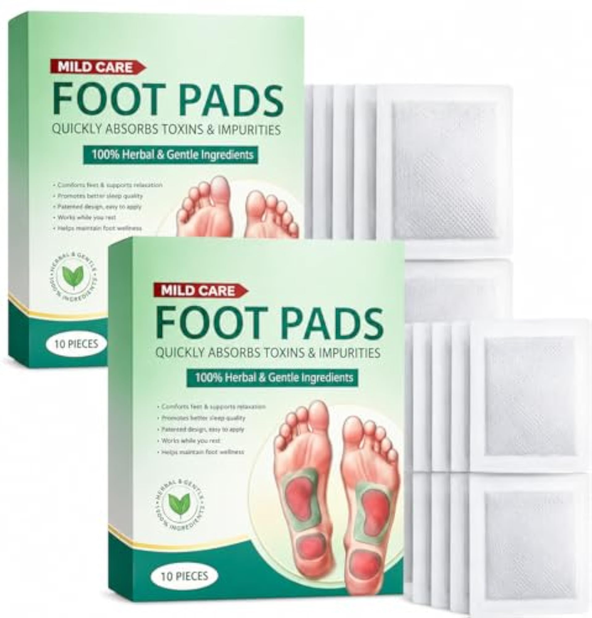 Natural Foot Pads for Cleansing & Relaxation, Pack of 2