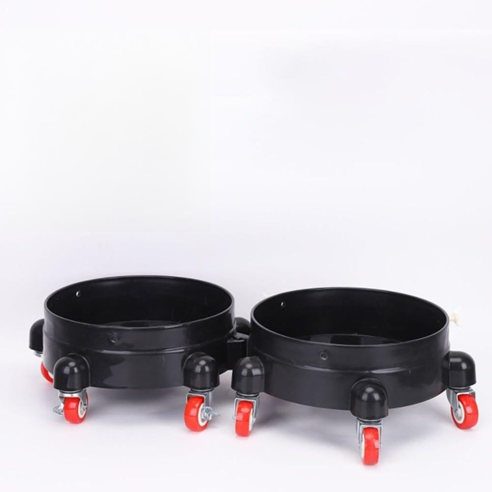 Cubo portátil para lavado de coche con 5 ruedas, incluye 2 poleas de freno, capacidad de carga de 250 libras, grueso para jardinería y limpieza de base de polipropileno, color rojo