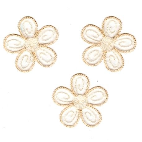 Ecusson Thermocollant 3 Petites Fleurs Coloris Ecru 4 x 4 cm Cover