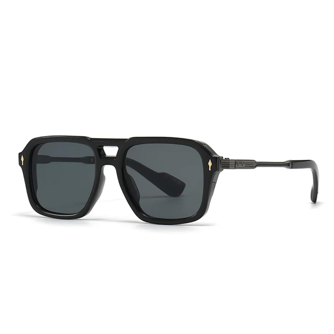 Herren Pilotenbrille Retro Doppelsteg Quadratische Rahmen Sonnenbrille