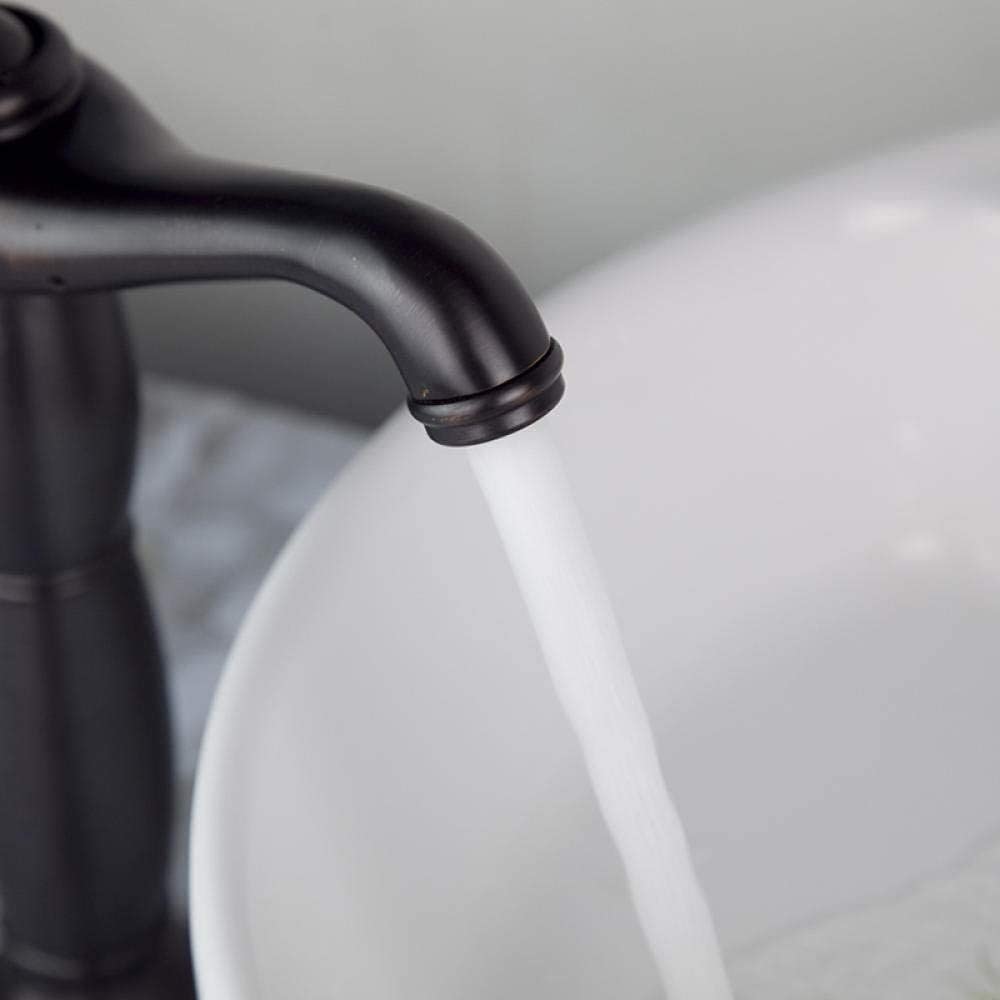 Mitigeur eau chaude froide bronze frotté pour lavabo de salle de bains chic