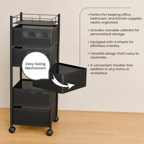 Image of TEKCOOL Kitchen Trolley with Wheels, Kitchens Organizer Items and Storage Solutions for Round Kitchen Organizer and Kitchens Accessories Items (5 Layer Square)