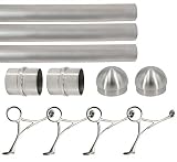 Top Hardware Solid Bar Foot Rail Kit (Extra Long, Custom-Made Item) - Brushed Stainless Steel Tubing