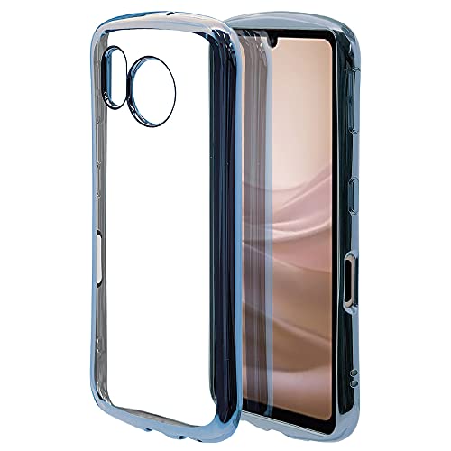 ラスタバナナ ケース カバー AQUOS sense7 SH-53C SHG10 専用 ソフトケース TPU 耐衝撃吸収 強い 頑丈 クリア 透明 2.7mm メタルフレーム CURVE ブルー アクオス センス7 スマホケース 7364AQOS7TP