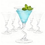 Slomg 6 Pack 10 oz Plastic Martini Glasses, Reusable Clear Cocktail Glasses with Z-Stem, Unbreakable Appetizer Dessert Serving Cup, Poolside Party Drinkware for Bar Margarita Whiskey Tequila Gin