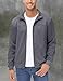 MAGCOMSEN Men's Dark Grey Large Casual Sports Jacket with Full Zip, Stand Collar, 2 Side Pockets, Lightweight, Water Resistant, All Seasons