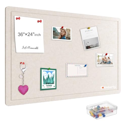 Image of Climberty Felt Bulletin Board 36x24 Inches, Self-Adhesive Vision Board with 50 Clear Push Pins for Photos, Notes, Planning, Office, Home & Classroom Decor (Light Camel)