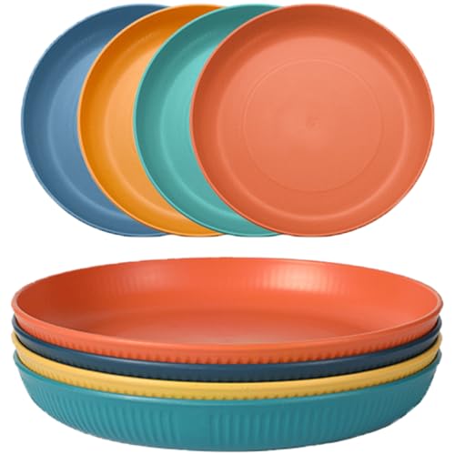 LIVELYPET Set di piatti infrangibili da 4,8 pollici, in plastica riutilizzabile, piatto da picnic leggero per insalata, dessert pizza, pane spuntino, lavastoviglie e forno a microonde sicuro