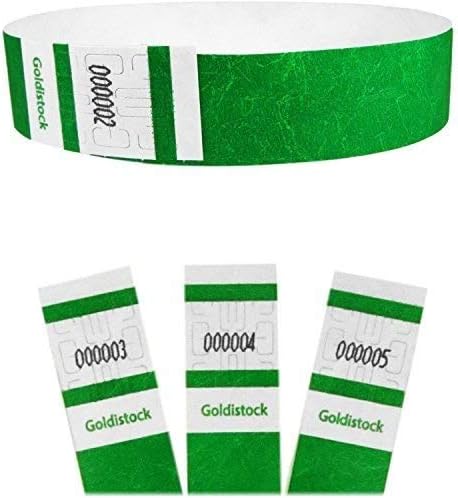 Heavier Tyvek Wristbands 7.5 Mil - Goldistock Select Series Evergreen Green 200 Count - ¾” Arm Bands - Paper-Like Party Armbands - Fan-Folded (Better Security) - Extra Durable Event Wrist Bands