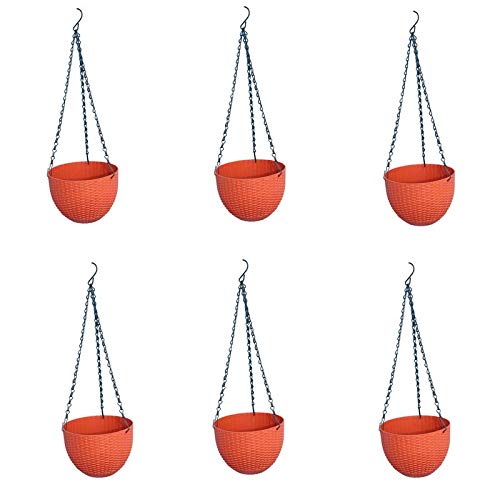 Synergy Plast Heavy Duty Plastic Hanging Round Flower Planter Pot for Home Decor (Pack of 6) (Terracotta) (B08DFW222M) Amazon Price History, Amazon Price Tracker