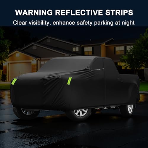 Image of X AUTOHAUX Waterproof Truck Car Cover for 229-242 Inch Trucks All Weather Protection Anti-UV Windproof with Left Side Zipper and Mirror Pockets