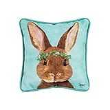 C&F Home 8' X 8' Clover Easter Bunny Pillow Petite Decor Decoration Throw Pillow Spring Rabbit Print For Couch Chair Living Room Bedroom 8 x 8 Blue