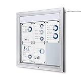schaukasten beleuchtet solar Präsentationsständer Premium aus Aluminium mit LED Beleuchtung 12/24 V 6,4 W, Schutzklasse IP 56 Kabel 3000 mm) für einen Einsatz in Außen mit Sicherheitsglas sind stoßfest.