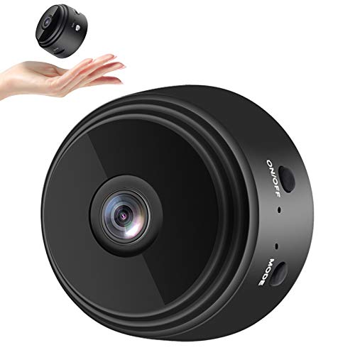 Mini WiFi spy Camera, Mini Camera spy Wireless with Audio, 1080P Audio and Video Recording Live Feed, Auto Night Vision/No Light Night Vision/Automatic Cycle Storage/Motion Activated Alarm (Black)