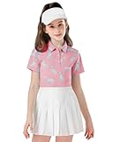 Soneven Girls Short Sleeve Golf Polo Shirts Quick Dry Athletic Tops Button Tennis Shirts for Age 4-16 Years