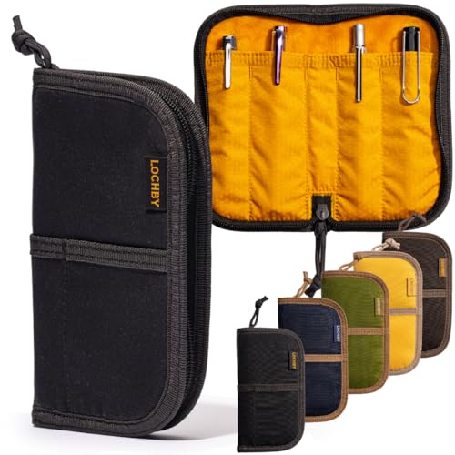 Image of LOCHBY Quattro | Slim and Elegant Pen Pouch, Durable Waxed Canvas, Lightly Padded for Fountain Pen and Mechanical Pencil, Compact Design Holds 4 Pens, for Everyday Carry, Travel and Creative Artists