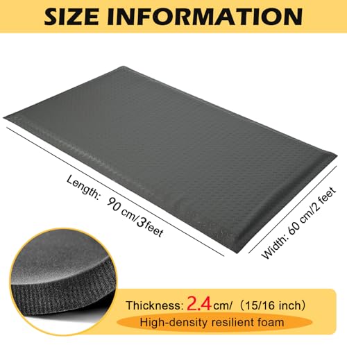 Image of 2 x 3 FT Anti Fatigue Mats Industrial 1 Inch Thick Soft Sponge Ergonomic Mat Durable Heavy Duty Diamond Plate for Standing Non Slip Industrial Grade Floor Mat for Leg & Back Pain (Gray)