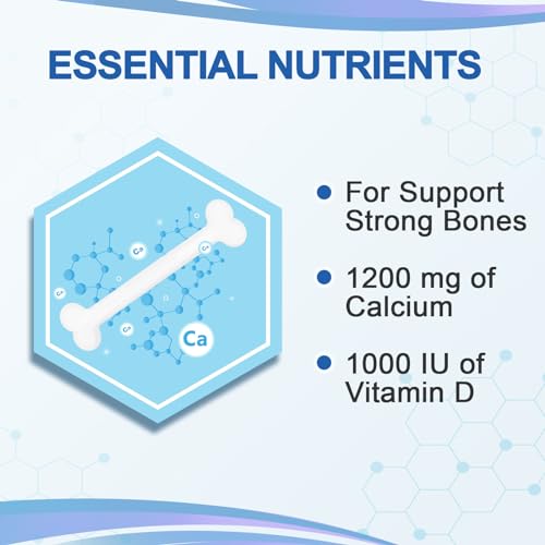 Mellk Calcium-Supplement Vitamin-D3 1200-mg Magnesium-Mini - 186Tablets Unflavored Slow Release Bone Health Women and Men Dietary Supplement Easy to Swallow Sugar Free — view 2