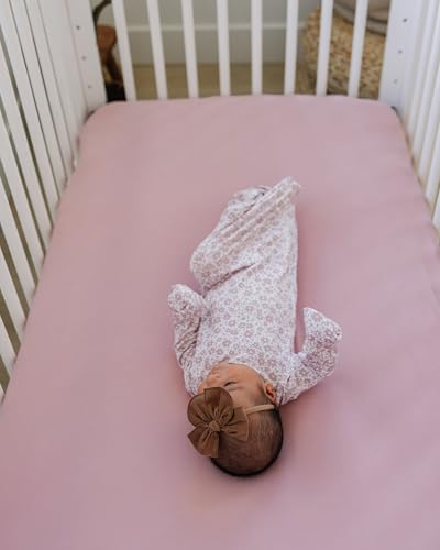 Image of Crib Sheets Neutral - Fitted Baby Crib Sheets Bed for Girl Boy - 2 Pack Standard & Toddler Mattress (Juliette) - Buttery Soft Organic Cotton Blend