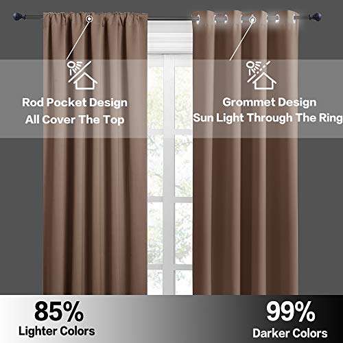 Ryb Home Bedroom Balckout Curtains - Small Window Decoration Solid Insulated Drapes Energy Efficiency Drapes For Kitchen Home Office Dining, Width 42 X Length 45 Inch, Mocha, 2 Panels #TOP4