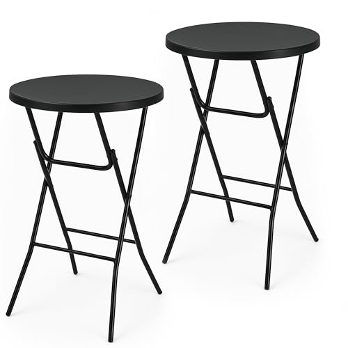 Brixy 2x stabile schwarze Stehtische - Partytisch - Robust und witterungsbeständig - klappbar - 80cm x 110cm - Party