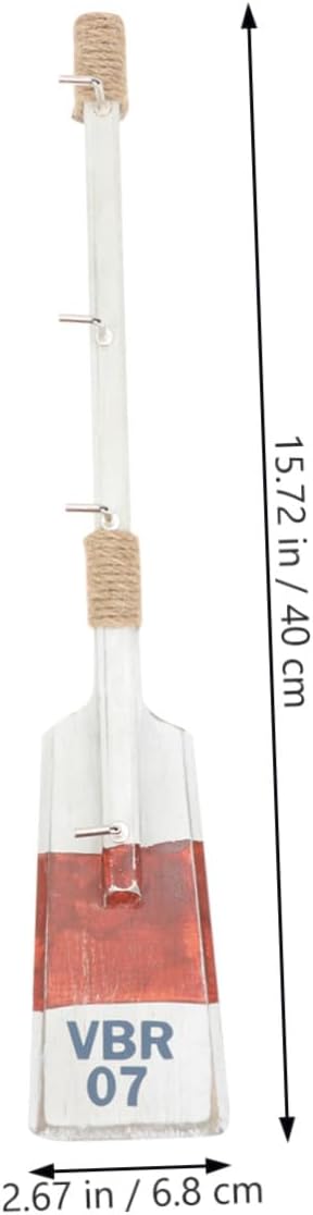 Gadpiparty Mediterranean Style 40cm Wooden Paddle Hook Decorative Wall Hanging Storage Hook for Home Beachy Room Decor and Nautical Coat Rack in Red